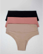 KIT 3 CALCINHAS MICROFIBRA CÓS DUPLO ALTA